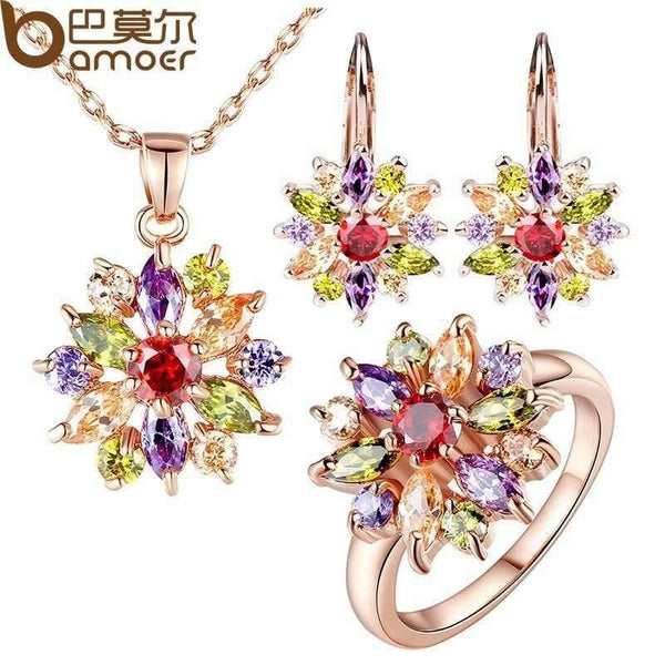 Planet Gates Rose Gold Color Jewelry Sets for Women with High Quality Multicolor AAA Zircon Wedding & Engagement Jewelry ZH017