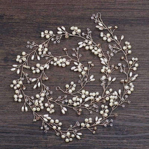 Planet Gates Rose Gold Color Rose Gold Wedding Hair Accessories Bridal Headpiece Hair Vine Pearl Headband for Wedding tiara Women Hair Jewelry Accessory