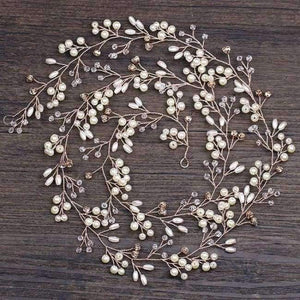 Planet Gates Rose Gold Color Rose Gold Wedding Hair Accessories Bridal Headpiece Hair Vine Pearl Headband for Wedding tiara Women Hair Jewelry Accessory