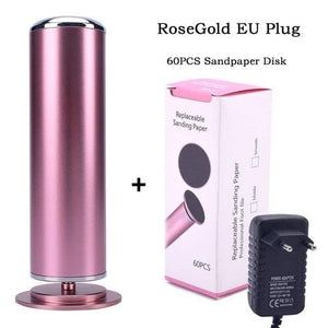 Planet Gates Rose Gold-EU Plug Electric Pedicure Tools Foot Care File Leg Heels Remove Dead Skin Callus Remover Feet Clean Care Machine & Replacement Sandpaper