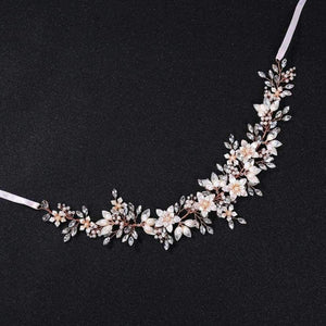 Planet Gates Rose Gold Flower Hairband Crysal Wedding Tiara Headband Women Headpiece Bridal Hair Accessories