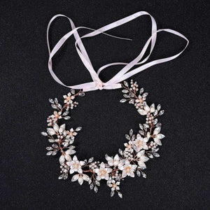 Planet Gates Rose Gold Flower Hairband Crysal Wedding Tiara Headband Women Headpiece Bridal Hair Accessories