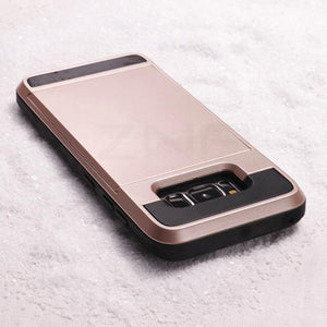 Planet Gates Rose Gold / For Galaxy S6 ZNP Armor Slide Card Holder Phone Case For Samsung Galaxy S9 S8 Plus S7 S6 Edge Full Cover For Samsung Note 9 8 A3 A5 A7 Cases
