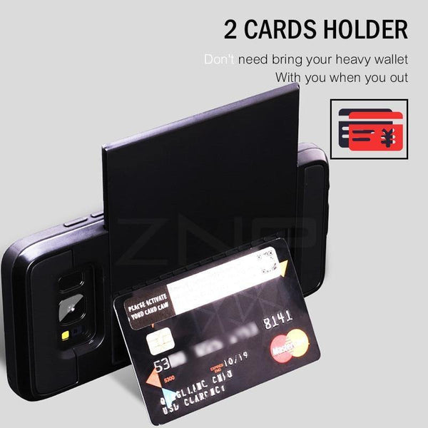 Planet Gates Rose Gold / For Galaxy S6 ZNP Armor Slide Card Holder Phone Case For Samsung Galaxy S9 S8 Plus S7 S6 Edge Full Cover For Samsung Note 9 8 A3 A5 A7 Cases