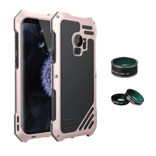 Planet Gates Black / For Galaxy S9 S9 Plus Case Flip Cover Metal Iron Armor for Samsung Galaxy S9 / S9 Plus Case Phone 3 in 1 Camera Lens Luxury 360 Anti-knock