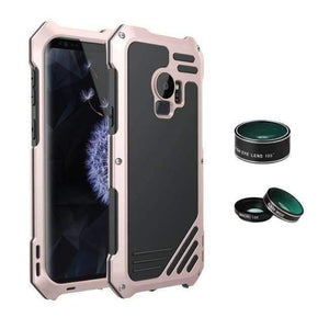 Planet Gates Rose gold / For Galaxy S9 S9 Plus Case Flip Cover Metal Iron Armor for Samsung Galaxy S9 / S9 Plus Case Phone 3 in 1 Camera Lens Luxury 360 Anti-knock