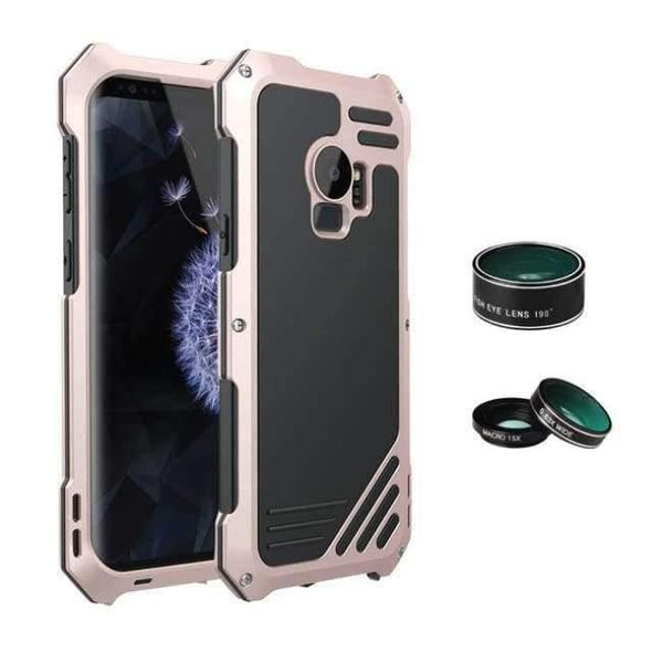 Planet Gates Rose gold / For Galaxy S9 S9 Plus Case Flip Cover Metal Iron Armor for Samsung Galaxy S9 / S9 Plus Case Phone 3 in 1 Camera Lens Luxury 360 Anti-knock