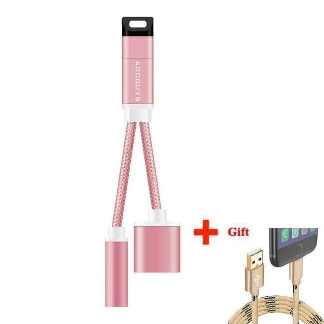 Planet Gates charge cable iPhone X/8 Plus IOS 11 Audio Adapter 3.5mm Headphone Jack Lighting Music Charge AUX Cable Splitter w USB Cable Gift
