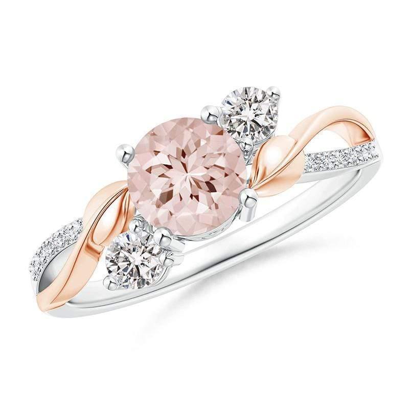Rose Gold Leaf Zircon Women's Ring  Stainless Steel Rhinestone Ring Ladies Jewelry Accessories