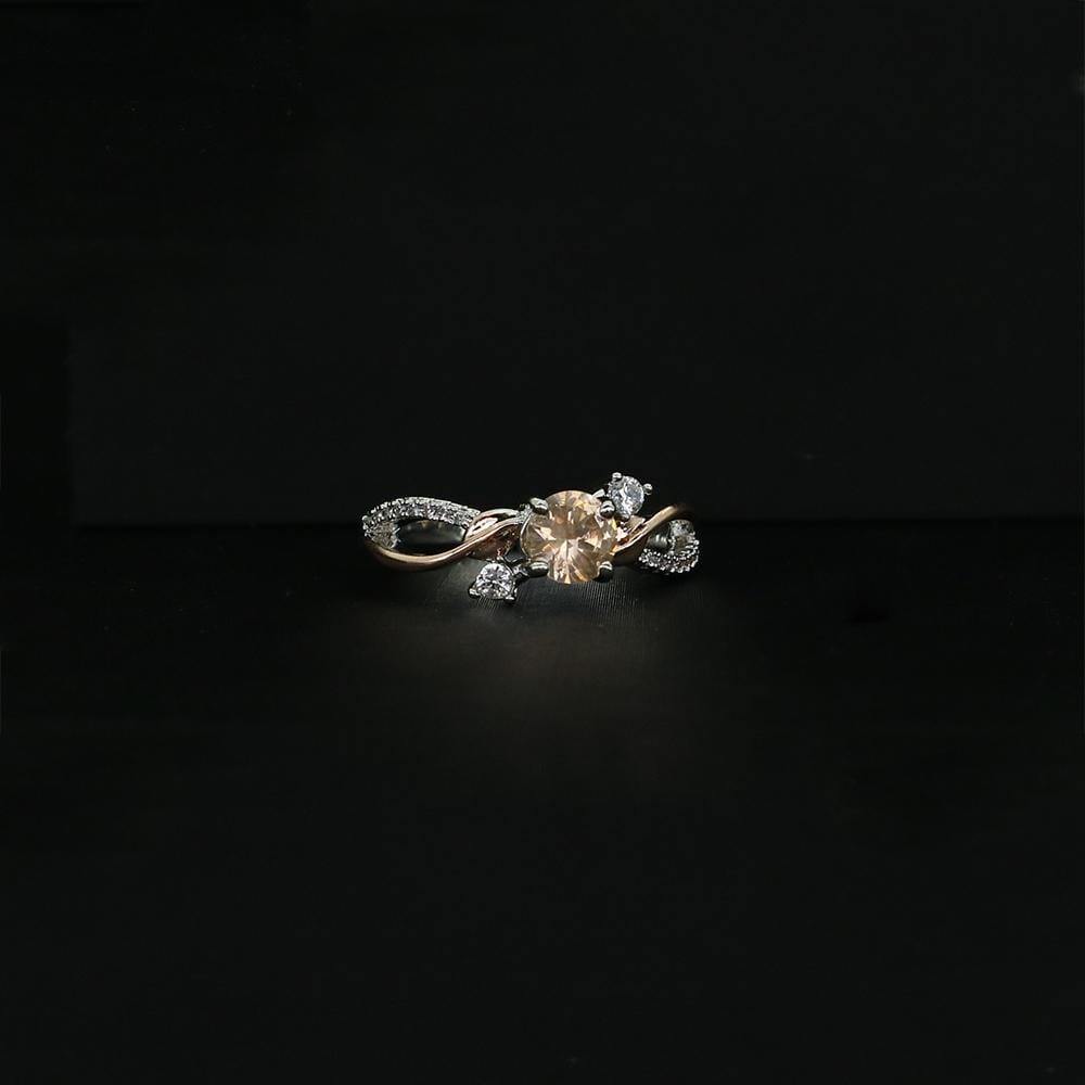 Rose Gold Leaf Zircon Women's Ring  Stainless Steel Rhinestone Ring Ladies Jewelry Accessories