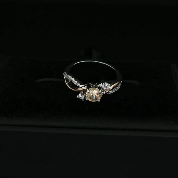 Rose Gold Leaf Zircon Women's Ring  Stainless Steel Rhinestone Ring Ladies Jewelry Accessories