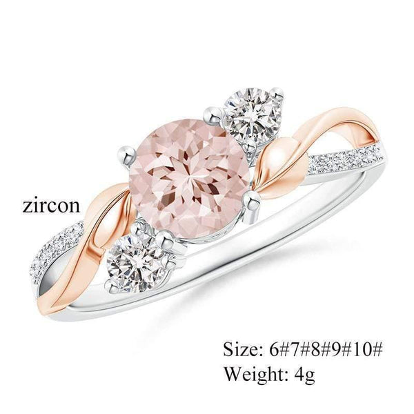 Rose Gold Leaf Zircon Women's Ring  Stainless Steel Rhinestone Ring Ladies Jewelry Accessories