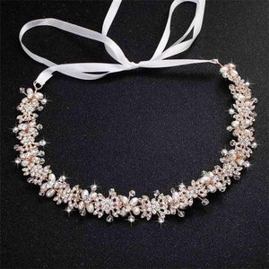 Planet Gates Rose Gold Luxury Clear Crystal Bridal Hair Vine Pearls Wedding Hair Jewelry Accessories Headpiece Women Crowns Pageant HS-J4506