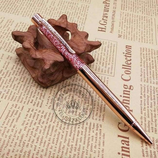Planet Gates Rose Gold Metal Copper Ballpoint Pen Luxury Brass Gold Foil Drill Ball Pen Sliver Penalty Office School Pencil Writing Supplies 1.0mm