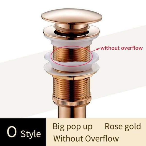 Planet Gates Rose Gold O Without Overflow Brass Bathroom Lavatory Sink Pop Up Drain Bathroom Basin Sink Use Bathroom Products/Accessories HJ-0618F