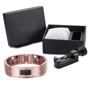 Planet Gates rose gold set Fashion Exquisite Crystal Magnetic Titanium Bracelets Bangles for Men Germanium Tourmaline Male Health Wristband