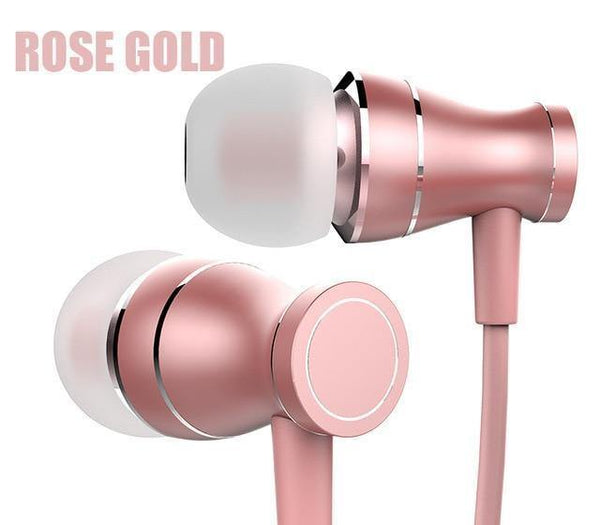 Planet Gates Rose Gold TOMKAS Earphone with Microphone For Mobile Phone Universal Metal Magnet Wired Control Stereo Headset Earphones and Headphone