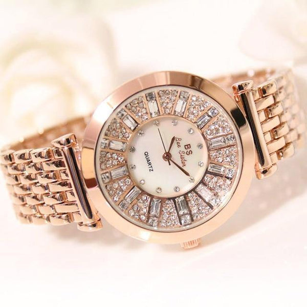 Planet Gates Rose Gold Watches Diamond Luxury Famous Brand Elegant Dress Quartz Watches Ladies Rhinestone Wristwatch Relogios Femininos ZDJ006