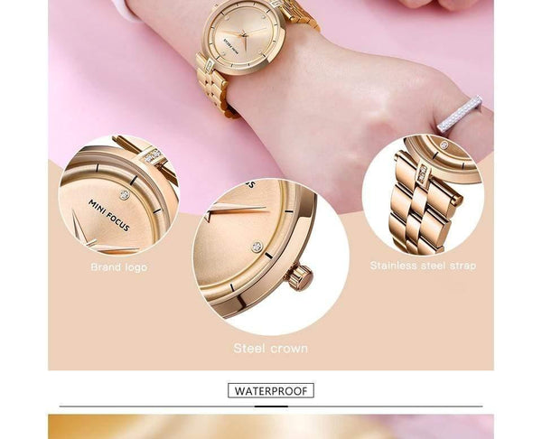 Planet Gates Rose Gold Watches Women Top Brand Luxury Quartz Watch Women Fashion Relojes Mujer Stainless Steel Ladies Quartz Wrist Watches