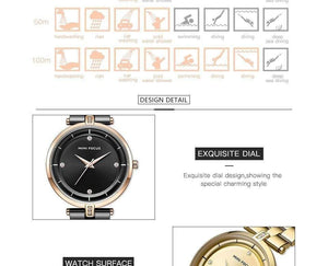 Planet Gates Rose Gold Watches Women Top Brand Luxury Quartz Watch Women Fashion Relojes Mujer Stainless Steel Ladies Quartz Wrist Watches