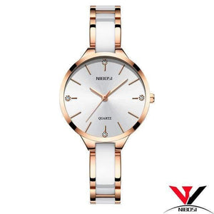 Planet Gates Rose Gold White B Women Watches Bracelet Watch Ladies Wrist Watch Women Waterproof Fashion Casual Crystal Dial Rose Gold