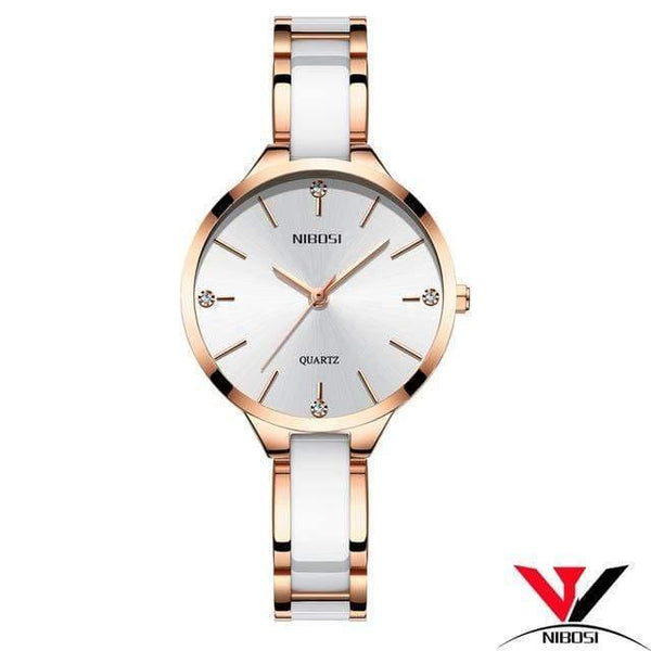 Planet Gates Rose Gold White B Women Watches Bracelet Watch Ladies Wrist Watch Women Waterproof Fashion Casual Crystal Dial Rose Gold