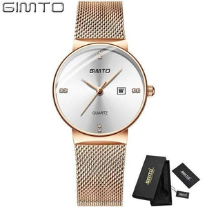 Planet Gates Rose Gold White Box Women Watches Minimalism Rhinestone Calendar Japan Quartz Lady Wristwatch Holiday Lover's Gift Watch