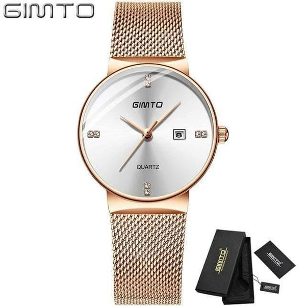 Planet Gates Rose Gold White Box Women Watches Minimalism Rhinestone Calendar Japan Quartz Lady Wristwatch Holiday Lover's Gift Watch