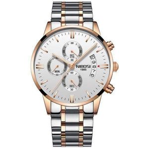 Planet Gates Rose gold white s Sports Watches For Men Military Army Analog/Chronograph Men Watch Stainless Steel Dress Male Clock Saat