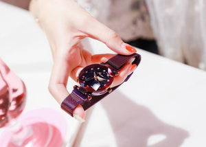 Women Bracelet Watch Luxury Starry Sky Magnetic Wrist Watch Rhinestone Mesh Wristwatch zegarek damski XFCS - Planet Gates