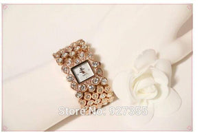 Planet Gates rose gold Women Full Rhinestone Watches Lady Shining Dress Watch Square Rose Gold Bracelet Wristwatch Ladies diamond Watch