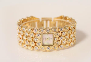 Planet Gates rose gold Women Full Rhinestone Watches Lady Shining Dress Watch Square Rose Gold Bracelet Wristwatch Ladies diamond Watch