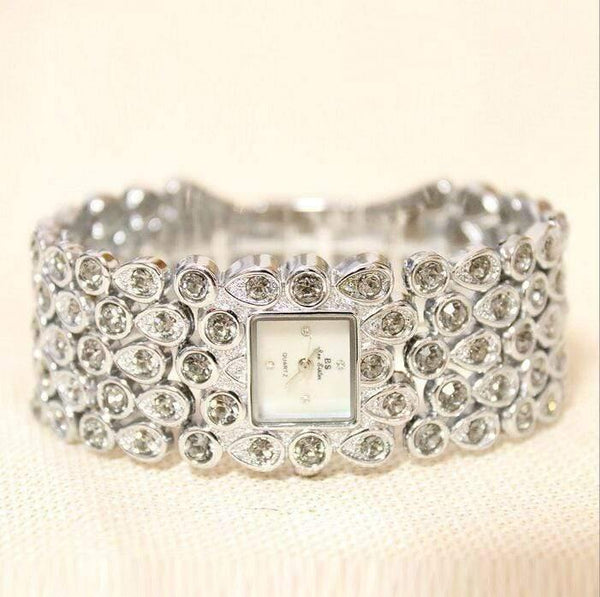 Planet Gates rose gold Women Full Rhinestone Watches Lady Shining Dress Watch Square Rose Gold Bracelet Wristwatch Ladies diamond Watch