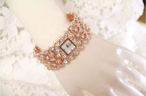Planet Gates rose gold Women Full Rhinestone Watches Lady Shining Dress Watch Square Rose Gold Bracelet Wristwatch Ladies diamond Watch