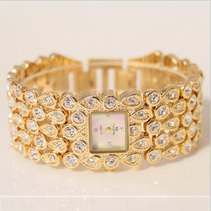 Women Full Rhinestone Watches Lady Shining Dress Watch Square Rose Gold Bracelet Wristwatch Ladies diamond Watch - Planet Gates