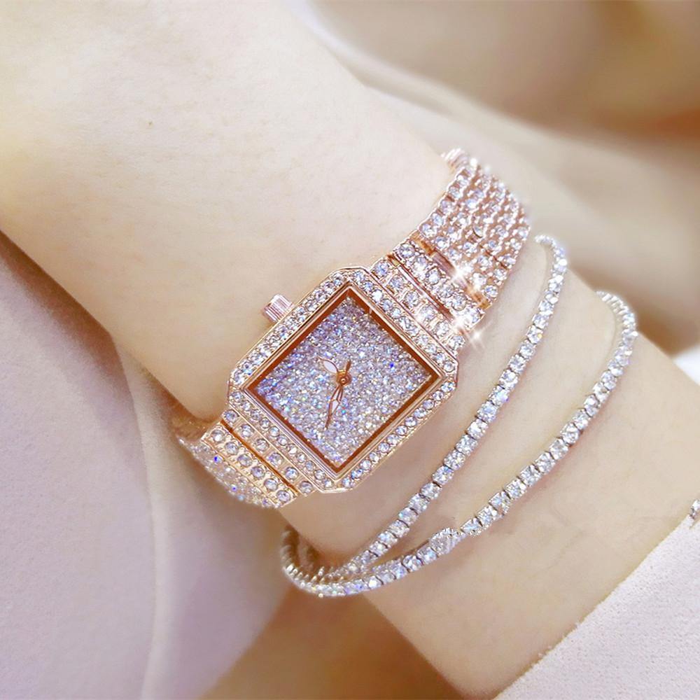 Planet Gates rose gold Women Watch Rhinestone Watches Lady Diamond Stone Dress Watch Stainless Steel Bracelet Wristwatch ladies Crystal Watch
