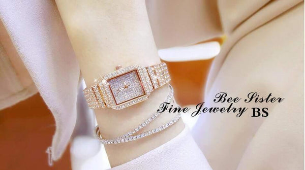 Planet Gates rose gold Women Watch Rhinestone Watches Lady Diamond Stone Dress Watch Stainless Steel Bracelet Wristwatch ladies Crystal Watch