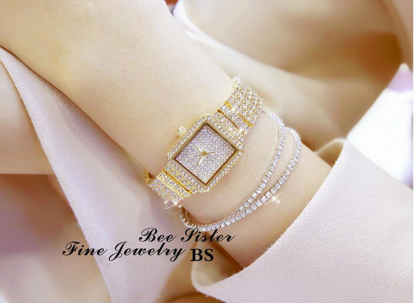 Planet Gates rose gold Women Watch Rhinestone Watches Lady Diamond Stone Dress Watch Stainless Steel Bracelet Wristwatch ladies Crystal Watch