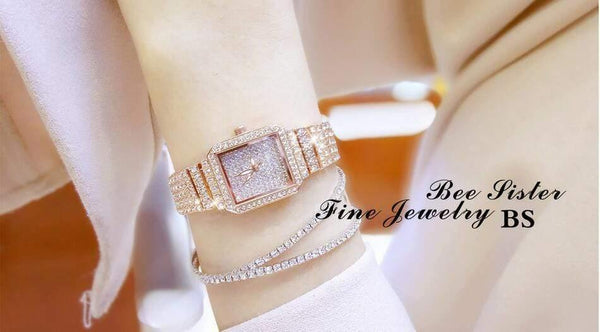 Planet Gates rose gold Women Watch Rhinestone Watches Lady Diamond Stone Dress Watch Stainless Steel Bracelet Wristwatch ladies Crystal Watch