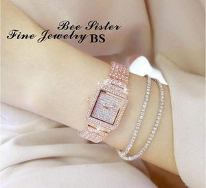 Planet Gates rose gold Women Watch Rhinestone Watches Lady Diamond Stone Dress Watch Stainless Steel Bracelet Wristwatch ladies Crystal Watch