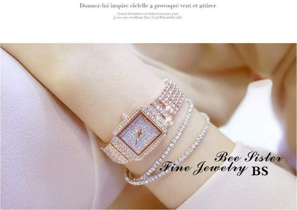 Planet Gates rose gold Women Watch Rhinestone Watches Lady Diamond Stone Dress Watch Stainless Steel Bracelet Wristwatch ladies Crystal Watch