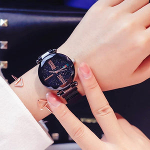 Planet Gates Rose Gold Women Watches Minimalism Starry sky Magnet Buckle Fashion Casual Female Wristwatch Waterproof Roman Numeral