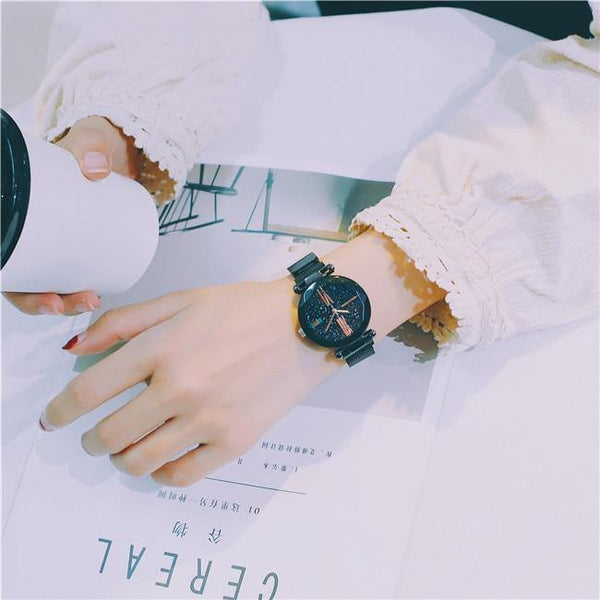 Planet Gates Rose Gold Women Watches Minimalism Starry sky Magnet Buckle Fashion Casual Female Wristwatch Waterproof Roman Numeral