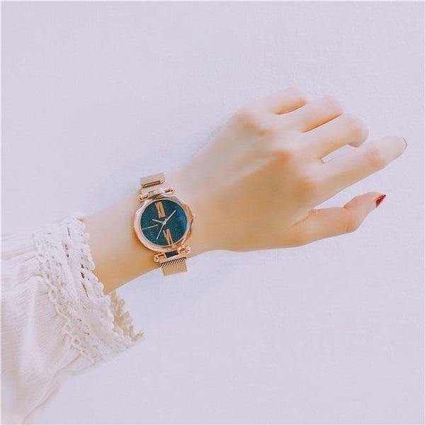Planet Gates Rose Gold Women Watches Minimalism Starry sky Magnet Buckle Fashion Casual Female Wristwatch Waterproof Roman Numeral