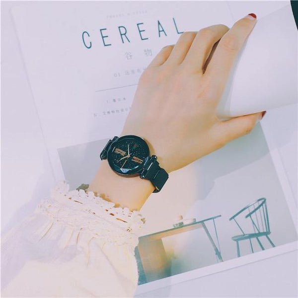 Planet Gates Rose Gold Women Watches Minimalism Starry sky Magnet Buckle Fashion Casual Female Wristwatch Waterproof Roman Numeral