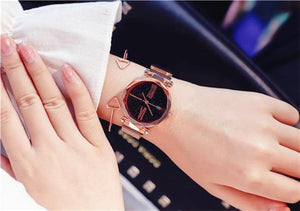 Planet Gates Rose Gold Women Watches Minimalism Starry sky Magnet Buckle Fashion Casual Female Wristwatch Waterproof Roman Numeral