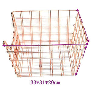 Planet Gates Rose Golden Office School Supplies Desk Accessories Organizer File Tray Iron Book Holder Mesh Wire with Wood Tag Holder
