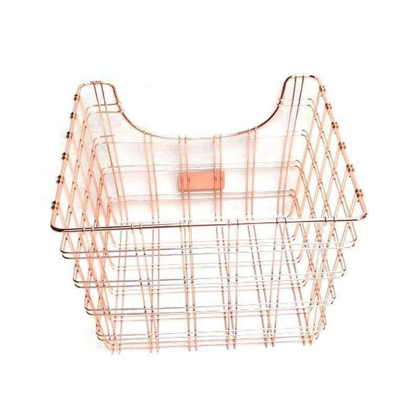 Planet Gates Rose Golden Office School Supplies Desk Accessories Organizer File Tray Iron Book Holder Mesh Wire with Wood Tag Holder