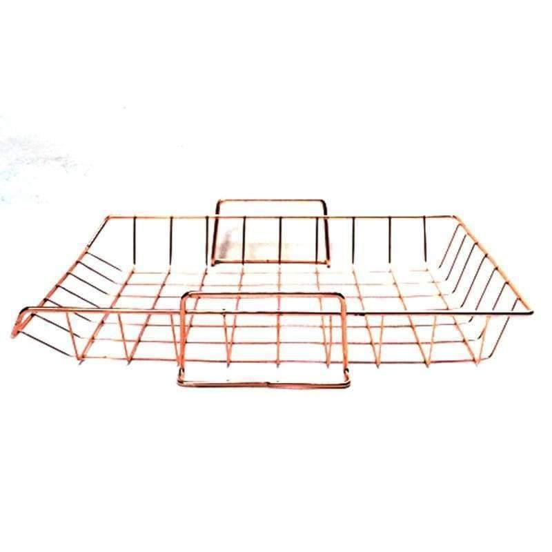 Planet Gates Rose Golden Office School Supplies Desk Accessories Organizer File Tray Mesh Wire Metal Document Tray Stackable File Tray