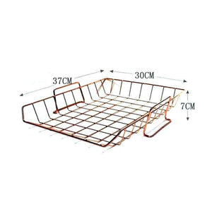 Planet Gates Rose Golden Office School Supplies Desk Accessories Organizer File Tray Mesh Wire Metal Document Tray Stackable File Tray